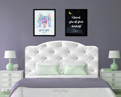 I loved you at your darkest, Romans 5:8 Bible Verse Scripture Framed Print Wall Decor Art Gifts