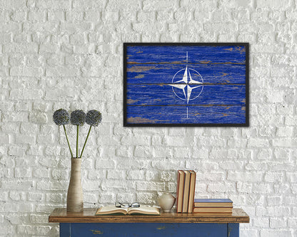 Nato Country Wood Rustic National Flag Wood Framed Print Wall Art Decor Gifts