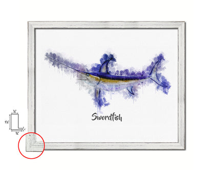 Swordfish Fish Framed Prints Modern Restaurant Sushi Bar Watercolor Wall Art Decor