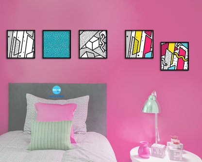 Abstract Aqua Artwork Wood Frame Gifts Modern Wall Decor Art Prints