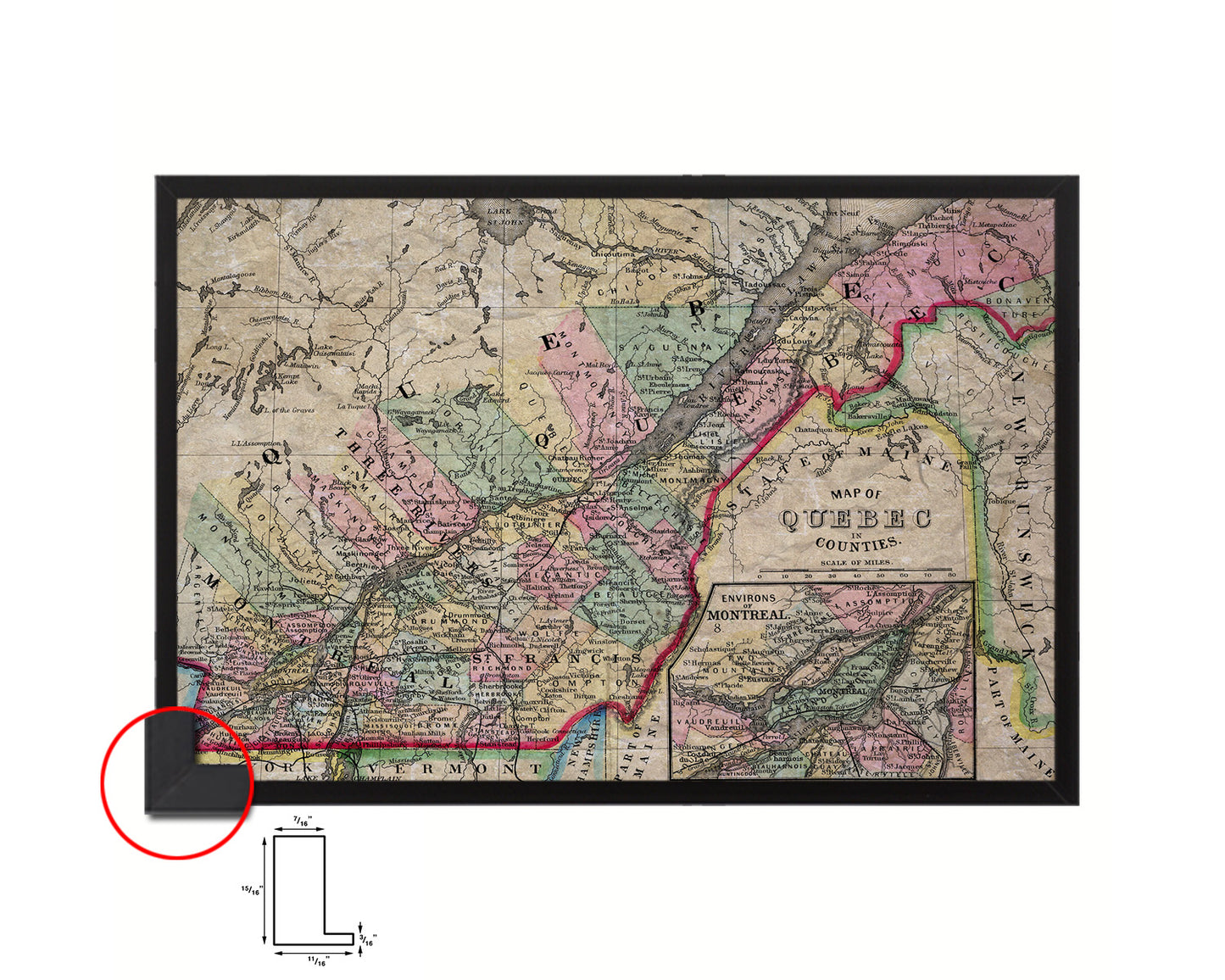 Ontario Canada Historical Map Framed Print Art Wall Decor Gifts