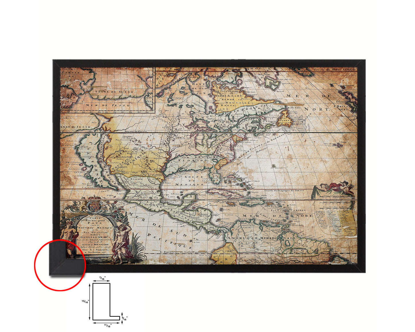 North America Louis Hennepin In Amsterdam 1698 Antique Map Framed Print Art Wall Decor Gifts