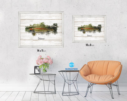 Salmon Fish Framed Prints Modern Restaurant Sushi Bar Watercolor Wall Art Decor