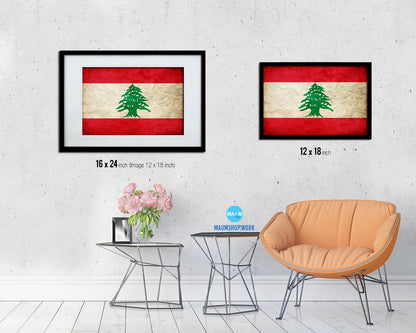 Lebanon Country Vintage Flag Wood Framed Print Wall Art Decor Gifts