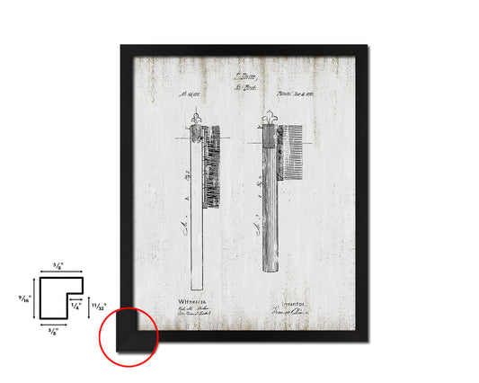 Hair Brush Barbershop Vintage Patent Artwork Black Frame Print Wall Art Decor Gifts