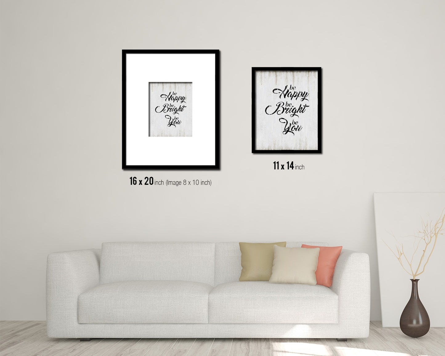 Be happy be bright be you Quote Wood Framed Print Wall Decor Art