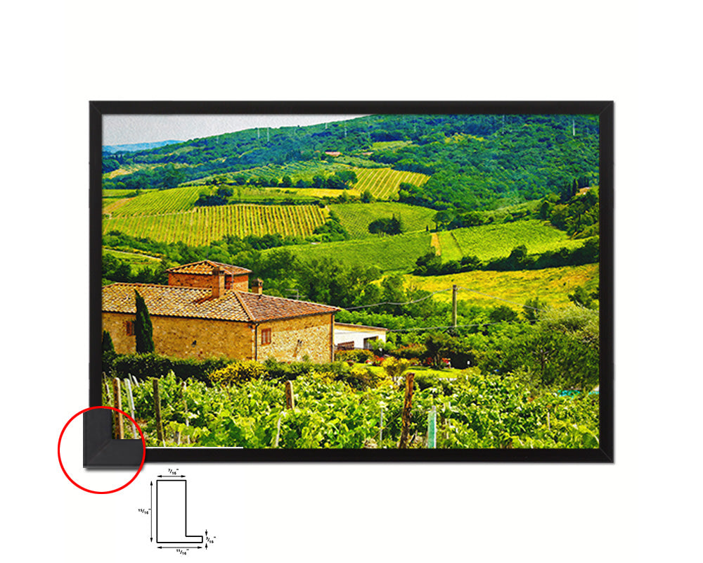 Tuscany, Italy Vineyards Artwork Painting Print Art Frame Home Wall Decor Gifts