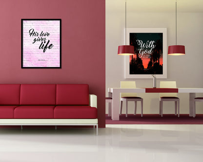 His love gives life, John 10:10-11 Quote Wood Framed Print Home Decor Wall Art Gifts