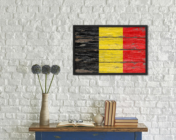 Belgium Country Wood Rustic National Flag Wood Framed Print Wall Art Decor Gifts