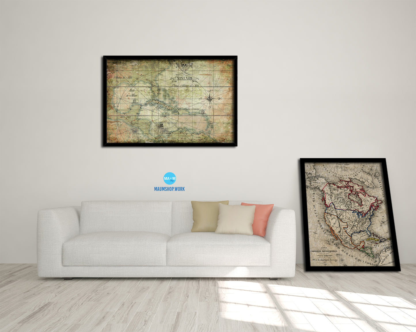 Caribbean Antique Map Framed Print Art Wall Decor Gifts