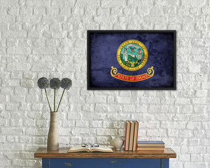 Idaho State Vintage Flag Wood Framed Paper Print Wall Art Decor Gifts
