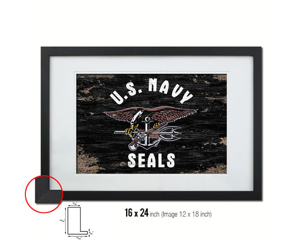 US Navy Seals Shabby Chic Military Flag Framed Print Decor Wall Art Gifts
