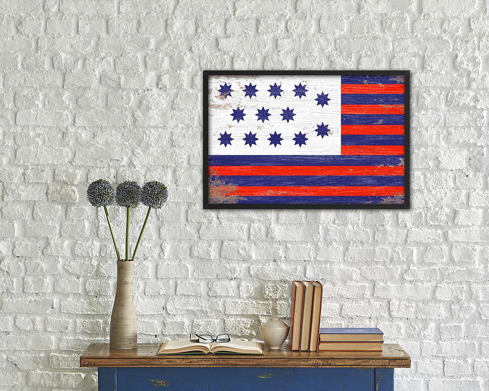 Guilford Courthouse North Carolina Revolutionary War Shabby Chic Military Flag Framed Print Art