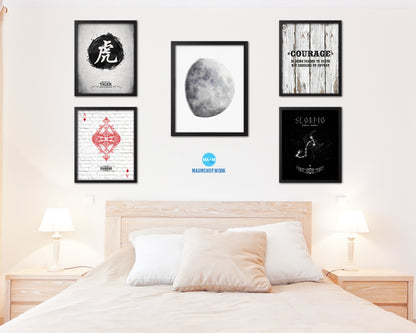Waxing Gibbous Lunar Phases Moon Watercolor Nursery Framed Prints Home Decor Wall Art Gifts