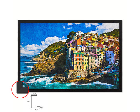 Cinque Terre Italy Riomaggiore Fisherman Villages Landscape Painting Print Art Frame