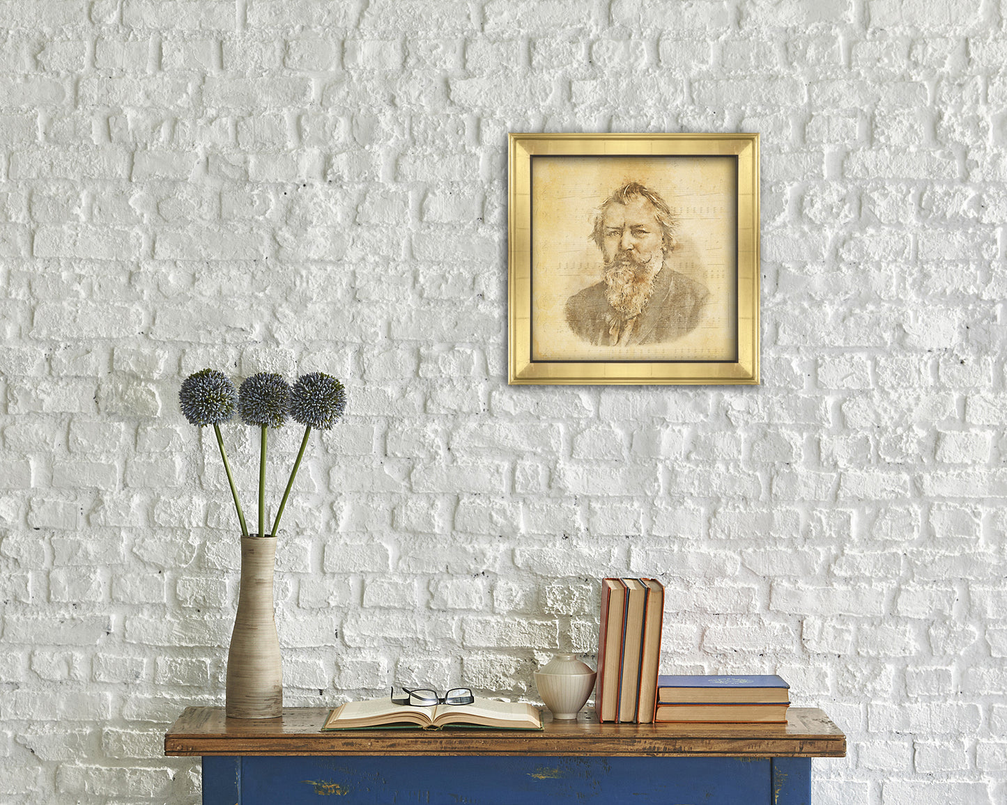 Johannes Brahms Ancient Classical Musician Gold Framed Print Wall Decor Art Gifts