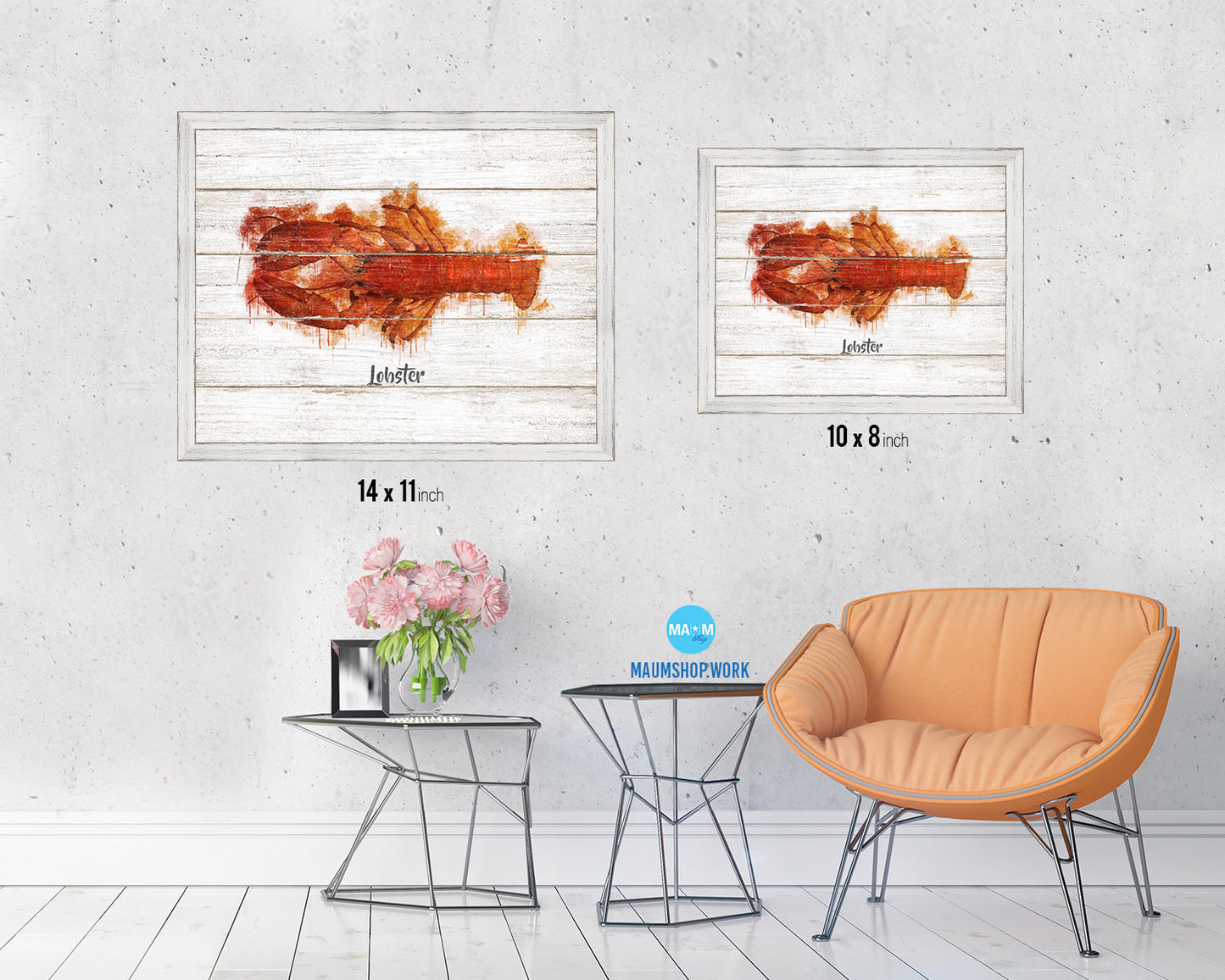 Lobster Fish Framed Prints Modern Restaurant Sushi Bar Watercolor Wall Art Decor