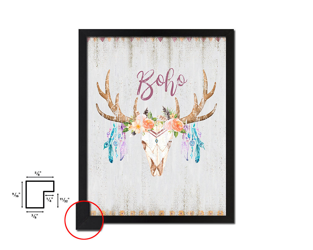 BOHO Quote Wood Framed Print Wall Decor Art