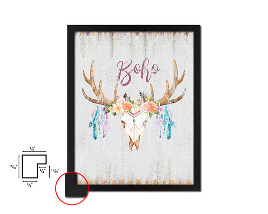 BOHO Quote Wood Framed Print Wall Decor Art