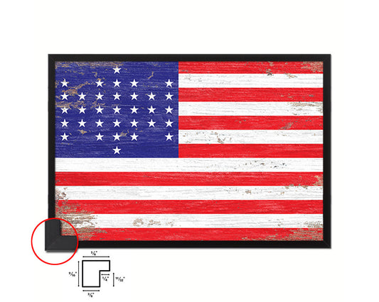 33 Stars Union Civil War Shabby Chic Military Flag Framed Print Decor Wall Art Gifts