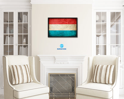 Luxembourg Country Vintage Flag Wood Framed Print Wall Art Decor Gifts