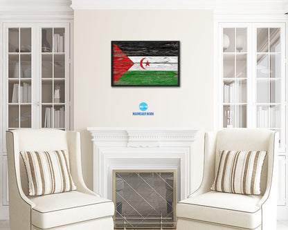 Sahrawi Arab Democratic Republic Country Wood Rustic National Flag Wood Framed Print Wall Art Decor Gifts