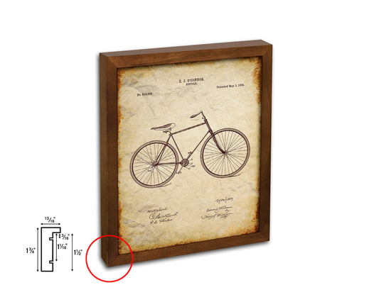 Vehicle Bicycle Vintage Patent Artwork Walnut Frame Print Wall Art Decor Gifts