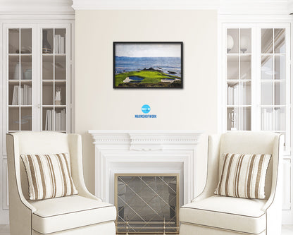 Pebble Beach Golf Course, Monterey, California Art Painting Print Art Wood Framed Wall Decor Gifts