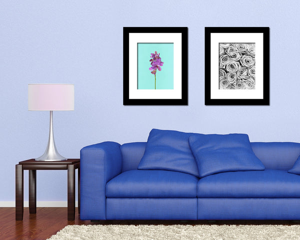 Violet Orchid Colorful Plants Art Wood Framed Print Wall Decor Gifts