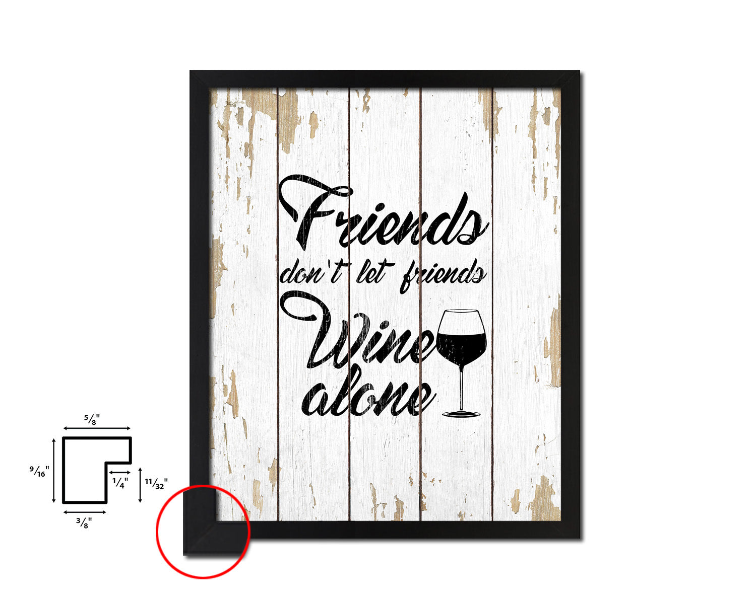 Friends don't let friends Quote Wood Framed Print Wall Decor Art Gifts