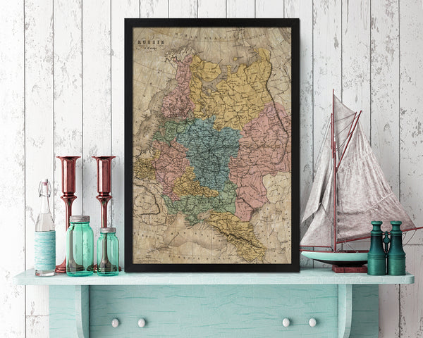 Russia Europe Historical Map Wood Framed Print Art Wall Decor Gifts