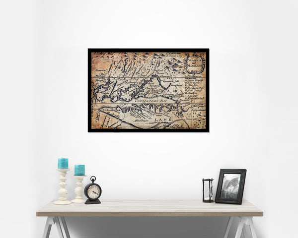Virginia and Maryland John Speed 1646 Antique Map Framed Print Art Wall Decor Gifts