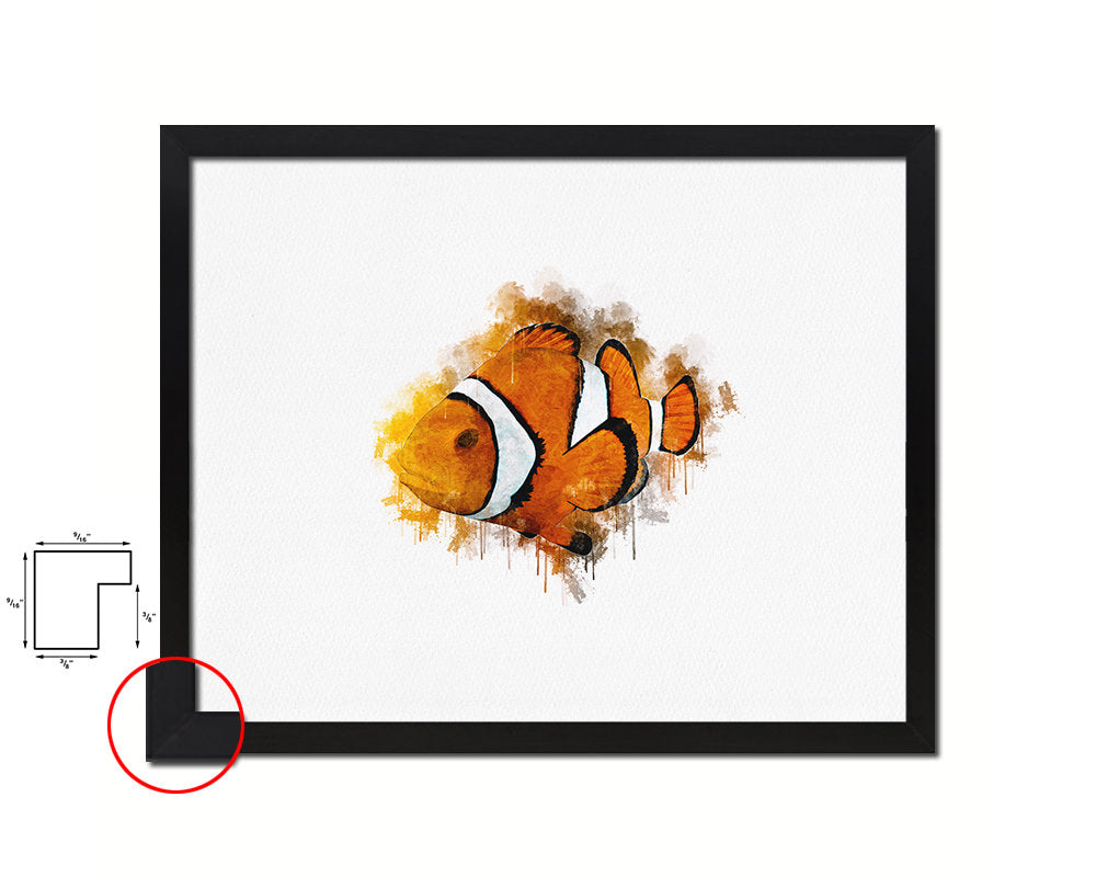 Clownfish Framed Print Modern Restaurant Sushi Bar Modern Watercolor Wall Art Decor