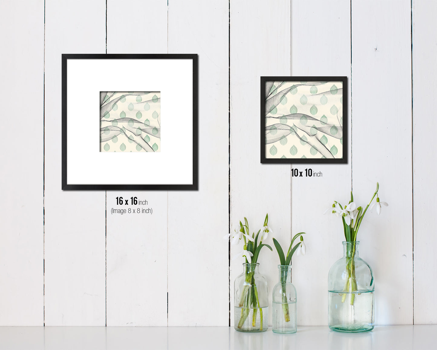 Abstract Green Artwork Wood Frame Gifts Modern Wall Decor Art Prints