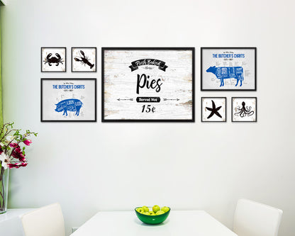 Fresh Baked Pies Vintage Sign Fine Art Paper Prints Wood Frame Wall Art Decor Gifts