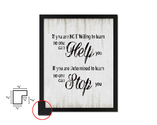 If you are not willing to learn Quote Wood Framed Print Wall Decor Art