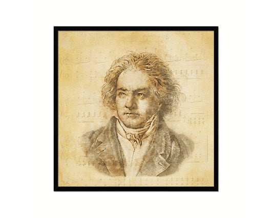 Ludivig van Beethoven Vintage Classical Music Black Framed Print Wall Decor Art Gifts