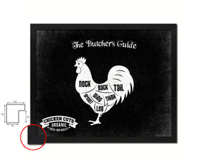 Chicken  Meat Cuts Butchers Chart Wood Framed Paper Print Home Decor Wall Art Gifts