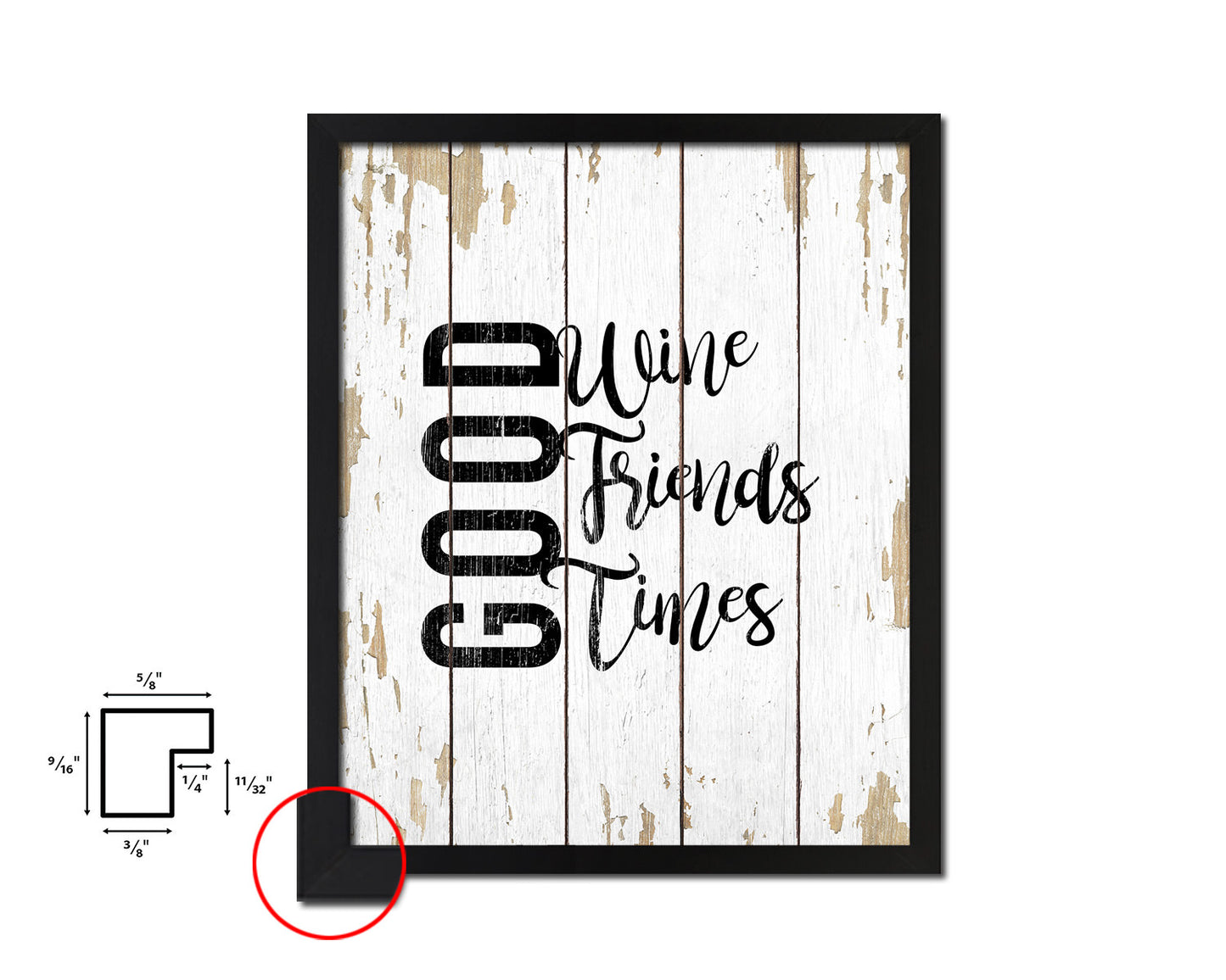 Good wine good friends good times Quote Wood Framed Print Wall Decor Art Gifts