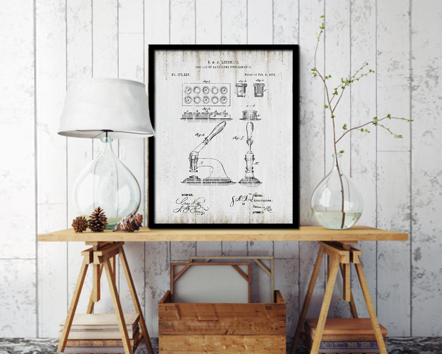 Capsuling Medicines Pharmacist Vintage Patent Artwork Black Frame Print Gifts