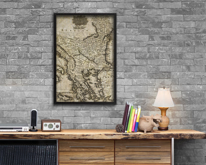 Greece Turkey Bulgaria Transylvania Romania 1799 Historical Map Wood Framed Print Art Wall Decor Gifts