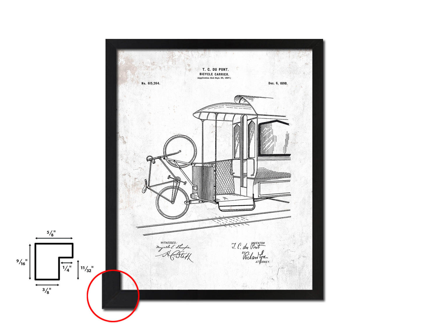 Carrier Bicycle Vintage Patent Artwork Black Frame Print Wall Art Decor Gifts