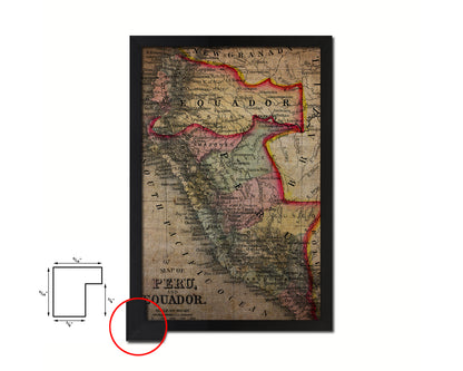 Peru Vintage Map Wood Framed Print Art Wall Decor Gifts