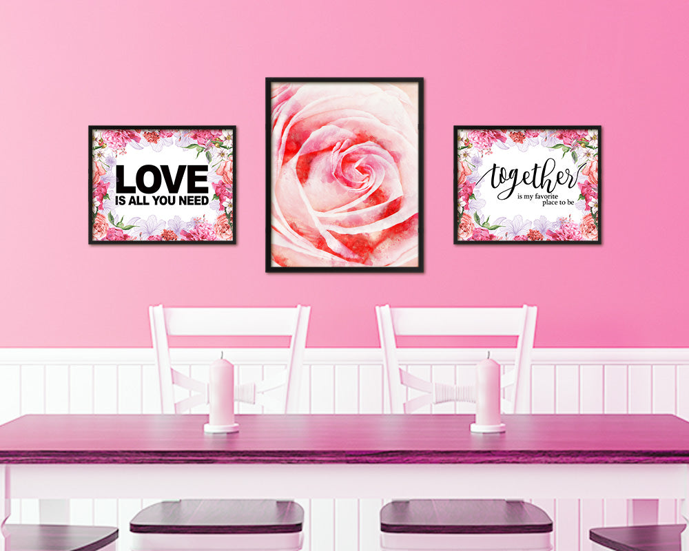 Rose Pink Flower Wood Framed Paper Print Wall Decor Art Gifts