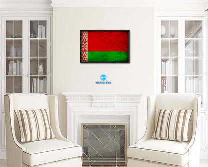Belarus Country Vintage Flag Wood Framed Print Wall Art Decor Gifts