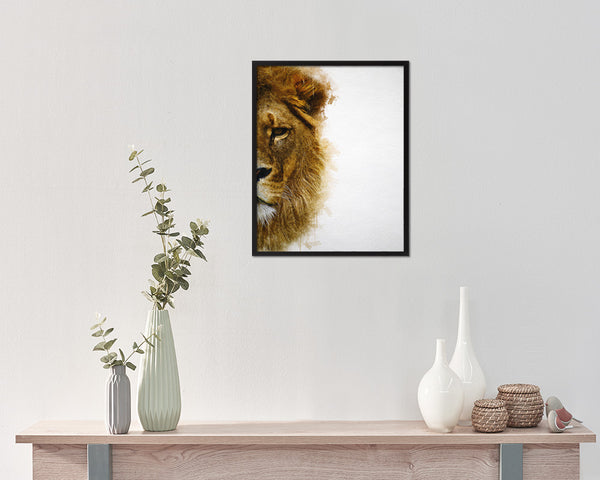 Lion Animal Painting Print Framed Art Home Wall Decor Gifts