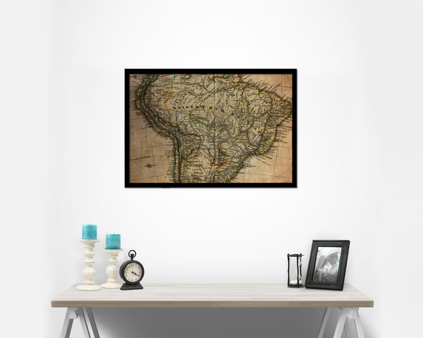 South America Stieler Brazil 1875 Vintage Map Framed Print Art Wall Decor Gifts
