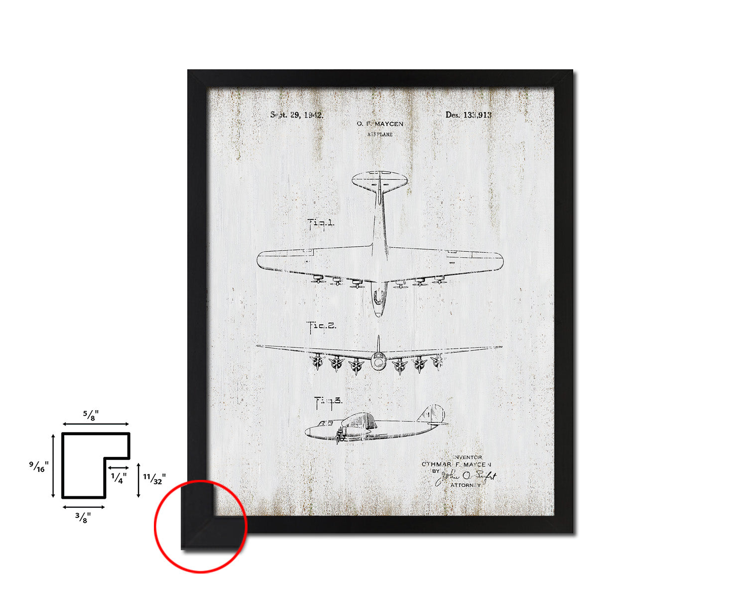 Airport Airplane Vintage Patent Artwork Black Frame Print Wall Art Decor Gifts
