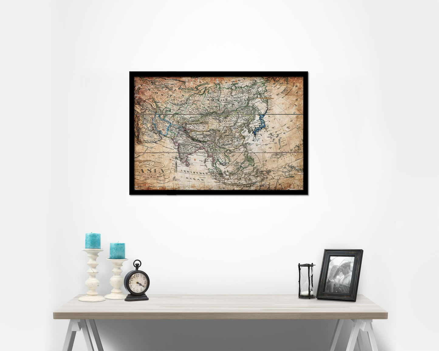 Asia 1872 Antique Map Framed Print Art Wall Decor Gifts