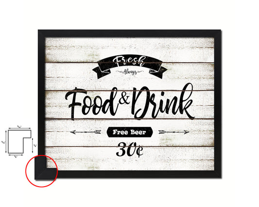 Fresh Food & Drink Vintage Sign Fine Art Paper Prints Wood Frame Wall Art Decor Gifts